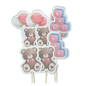 Baby Girl Bear Cupcake Picks 12 CT