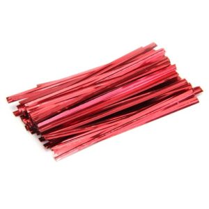 Red Metallic Twist Ties 50 CT
