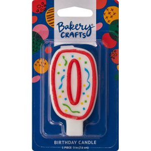 Number 0 Party Red Candle 3″ 6 CT