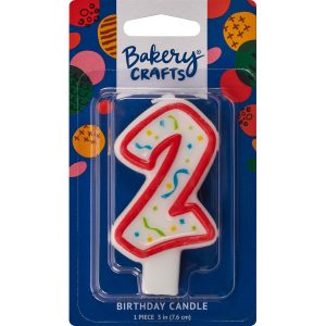 Number 2 Party Red Candle 3″ 6 CT