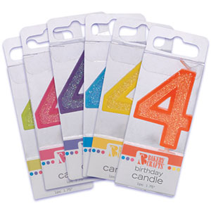 Mini Glitter #4 Candle Assorted Color 12 CT