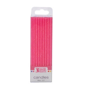 Slim Glitter Candles Pink 12 CT