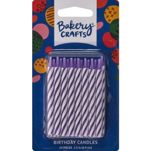 Purple Striped Candle 2.5″ 24 PCS 12 CT
