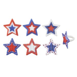 Printed Patroitic Star Rings 144 CT