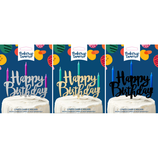 Happy Birthday Assortment Candle Holder Pick 12 CT