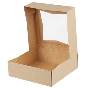 8″ x 8″ x 2 1/2″ Kraft Auto-Popup Window Bakery Box 200 CT