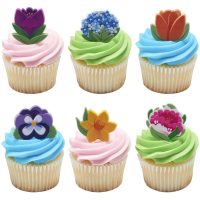 Bright Spring Flowers Cupcake Rings 144 CT