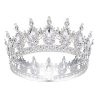 Silver Crown for Women, Crystal Queen Crown for Birthday Costume Party Celebration,
