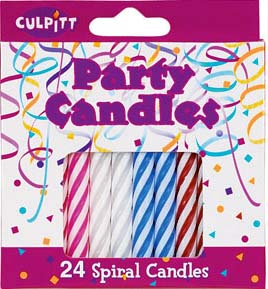Spiral Candle Multi Color 24 PCS 12 CT