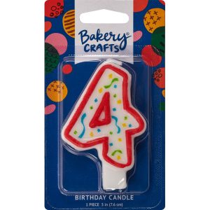 Number 4 Party Red Candle 3″ 6 CT