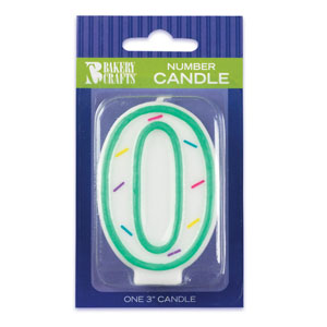 #0 Sprinkle Number Candle 3" 12 CT