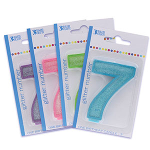 RTL Glitter Number 7 Candles 3" 6 CT