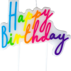 Large Happy Birthday Plaque w/ Picks 3″ X 4″  12 CT