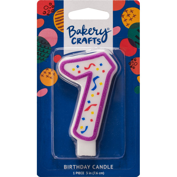 #7 Party Purple Candle 3" 6 CT