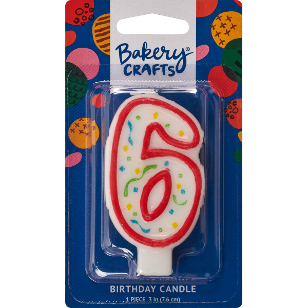 Number 6 Party Red Candle 3" 6 CT