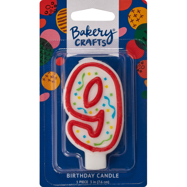 Number 9 Party Red Candle 3" 6 CT