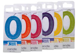 Mini Glitter #0 Candle Assorted Color 12 CT