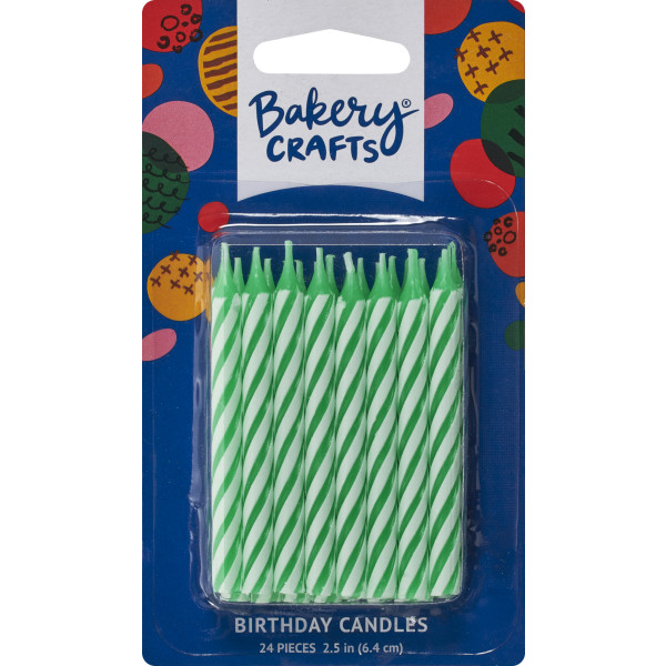 Green Striped Candle 2.5" 24 PCS 12 CT