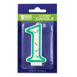 #1 Sprinkle Number Candle 3" 12 CT