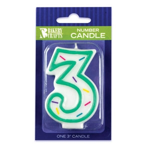 #3 Sprinkle Number Candle 3″ 12 CT