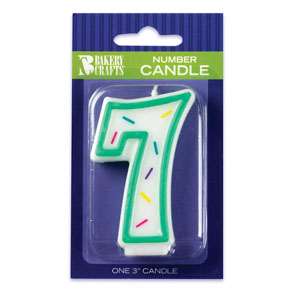 #7 Sprinkle Number Candle 3" 12 CT
