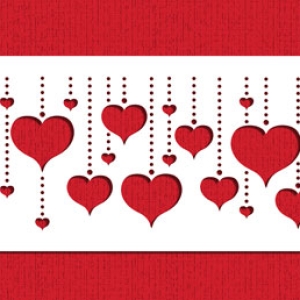 Stencil Hanging Hearts Cake Side