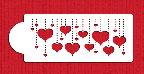 Stencil Hanging Hearts Cake Side