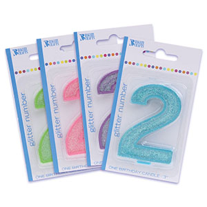 RTL Glitter Number 2 Candles 3" 6 CT
