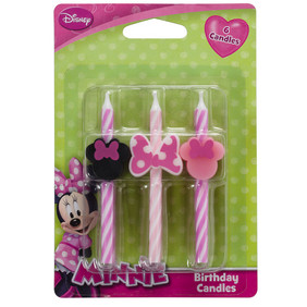 Minnie Mouse Icon Candles 3 1/4" 6 CT