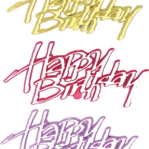 Happy Birthday Snappy Sript Layon 4 1/4″  Assorted 72 CT