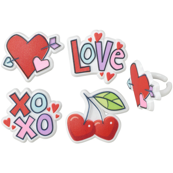 Rainbow Love Cupcake Rings 144 CT