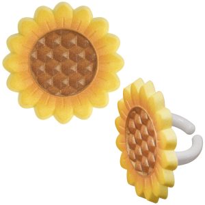 Sunflower Cupcake Rings 144 CT