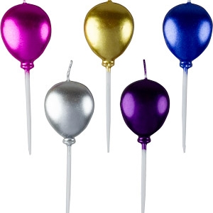 Metallic Balloon Candles On Picks  6 CT