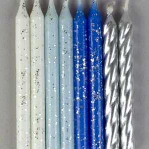 Blue Palette Glitter Candles Asstorted 12 CT