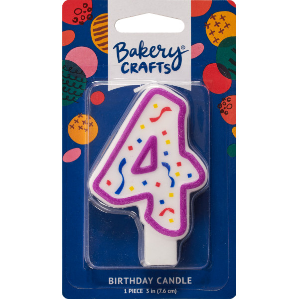 #4 Party Purple Candle 3" 6 CT