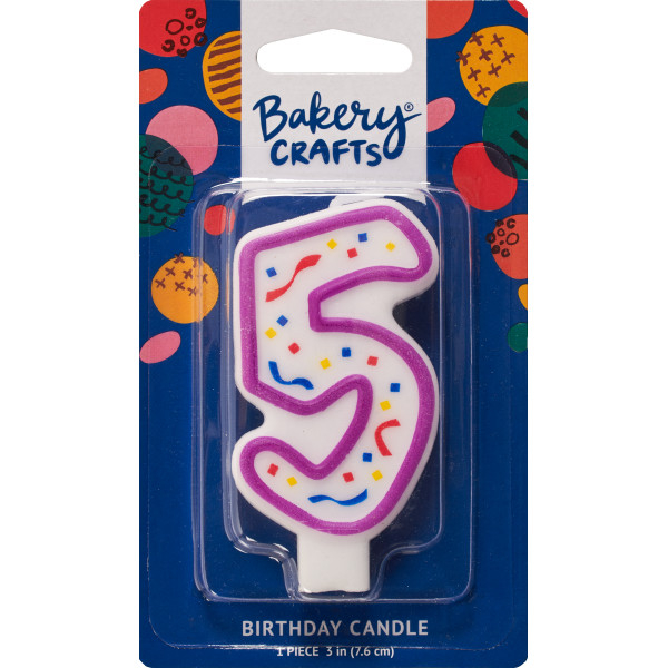 #5 Party Purple Candle 3" 6 CT