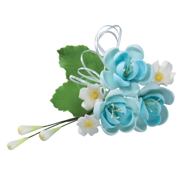 Trio Rose Spray Blue 4 1/2" 6 CT