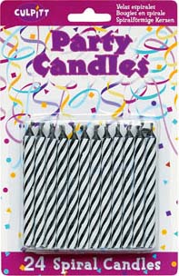 Spiral Candles Black 24 PCS 12 CT