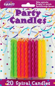 Spiral Candle Neon 2 1/2" 20 PCS 12 CT