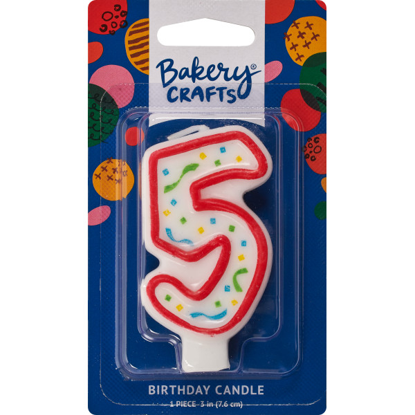 Number 5 Party Red Candle 3" 6 CT