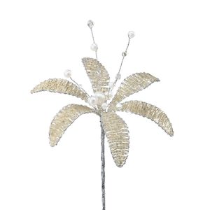 Jeweled Flower Silver 5″ 3 CT