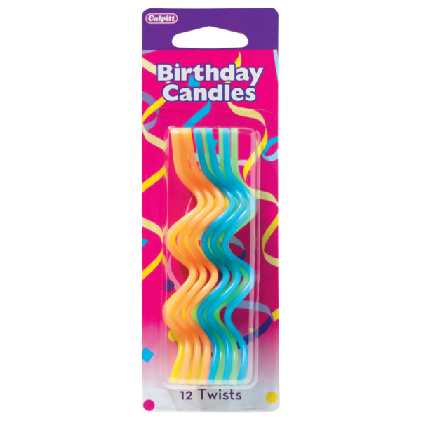Twist Neon Candles 4 1/4" 12 PCS 12 CT