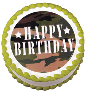Camouflage Birthday 6.25" Edible Image 12 CT