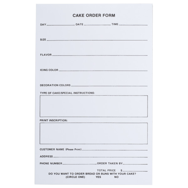 DecoPac Cake Order Pad 100 sheets