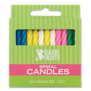Assorted Spiral Candle 2 1/2" 24 PCS 12 CT