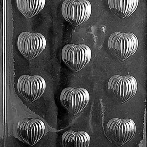 Groved Hearts Candy Mold 12 CAV