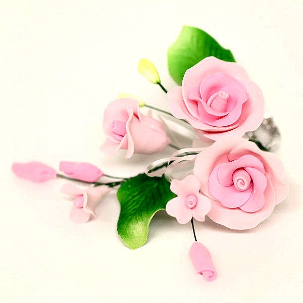 Tea Rose Spray Pink 4"x6.5" 9 CT