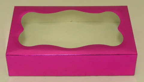 Pink 1 LB Foil Box w/Window 50 CT 8 1/2" x 5 1/2" x 2"