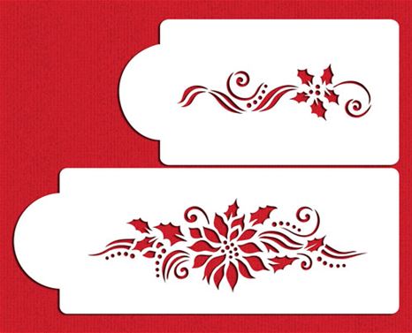 Stencil Poinsettia & Holly Sprays