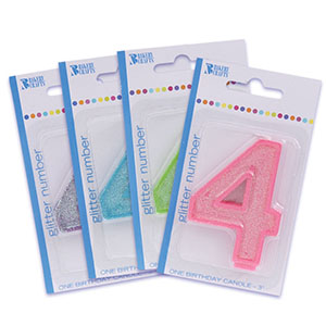 RTL Glitter Number 4 Candles 3" 6 CT